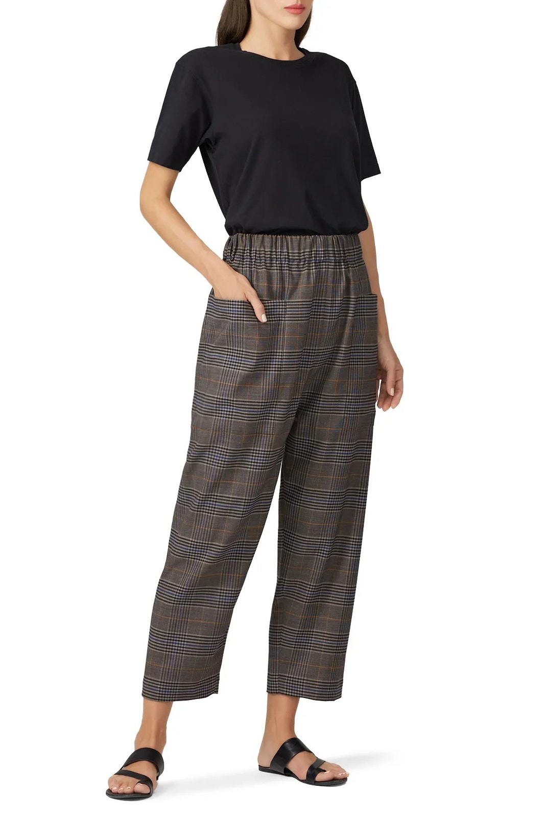 Sea New York Women's 0 Brown Plaid Rowan Track Pants Pull On Wool Blend S1-4